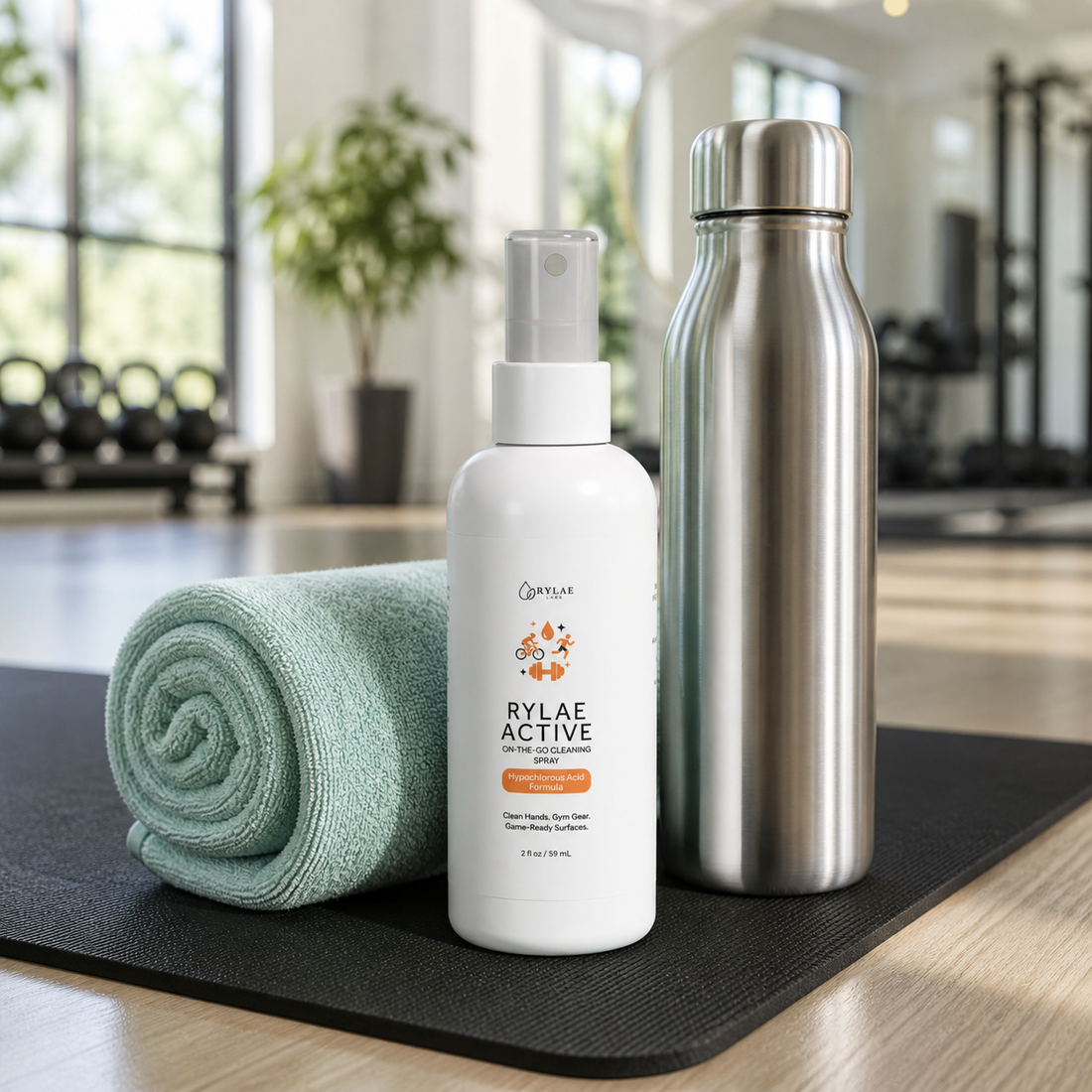 Rylae Active On-The-Go Cleaning Spray | HOCl Clean Anywhere Spray | 2oz